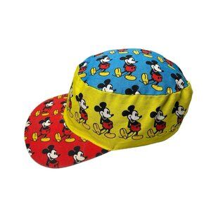 Vintage Mickey Mouse Walt Disney 80s Multicolor Painters Hat Cap All Over Print